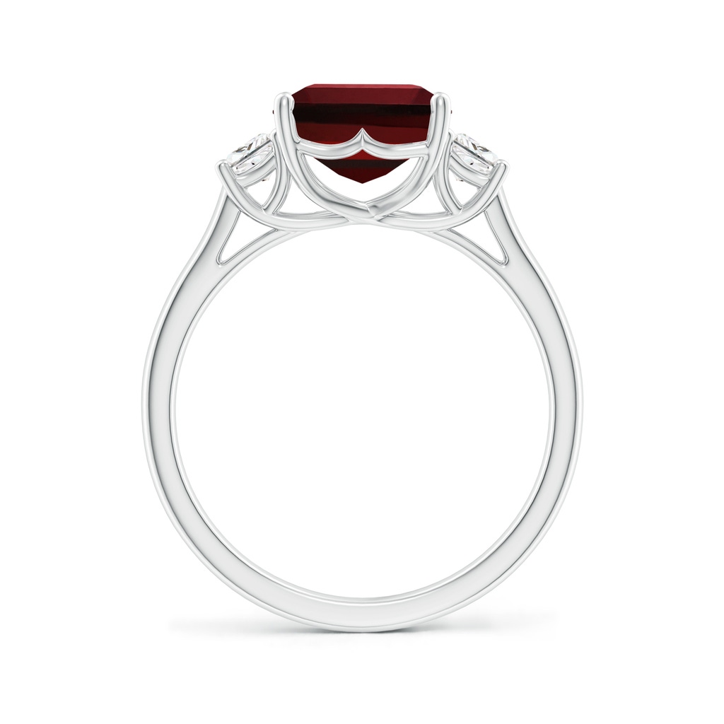 10x8mm AAAA Three Stone Emerald-Cut Garnet and Diamond Ring in P950 Platinum - side 199