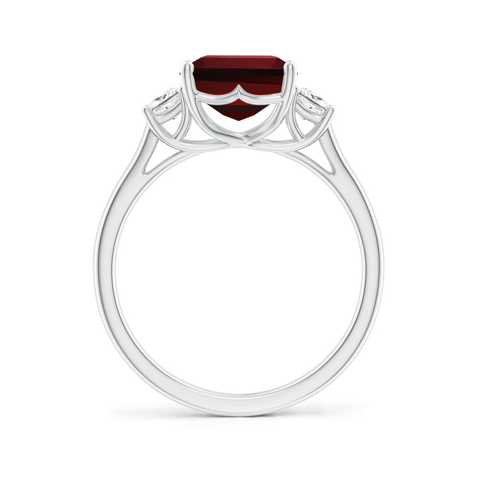 10x8mm AAAA Three Stone Emerald-Cut Garnet and Diamond Ring in P950 Platinum side 199
