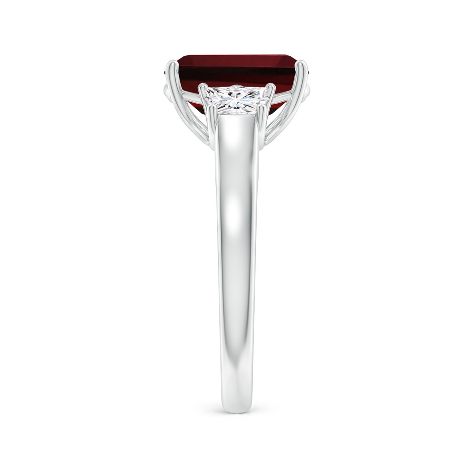 10x8mm AAAA Three Stone Emerald-Cut Garnet and Diamond Ring in P950 Platinum side 299