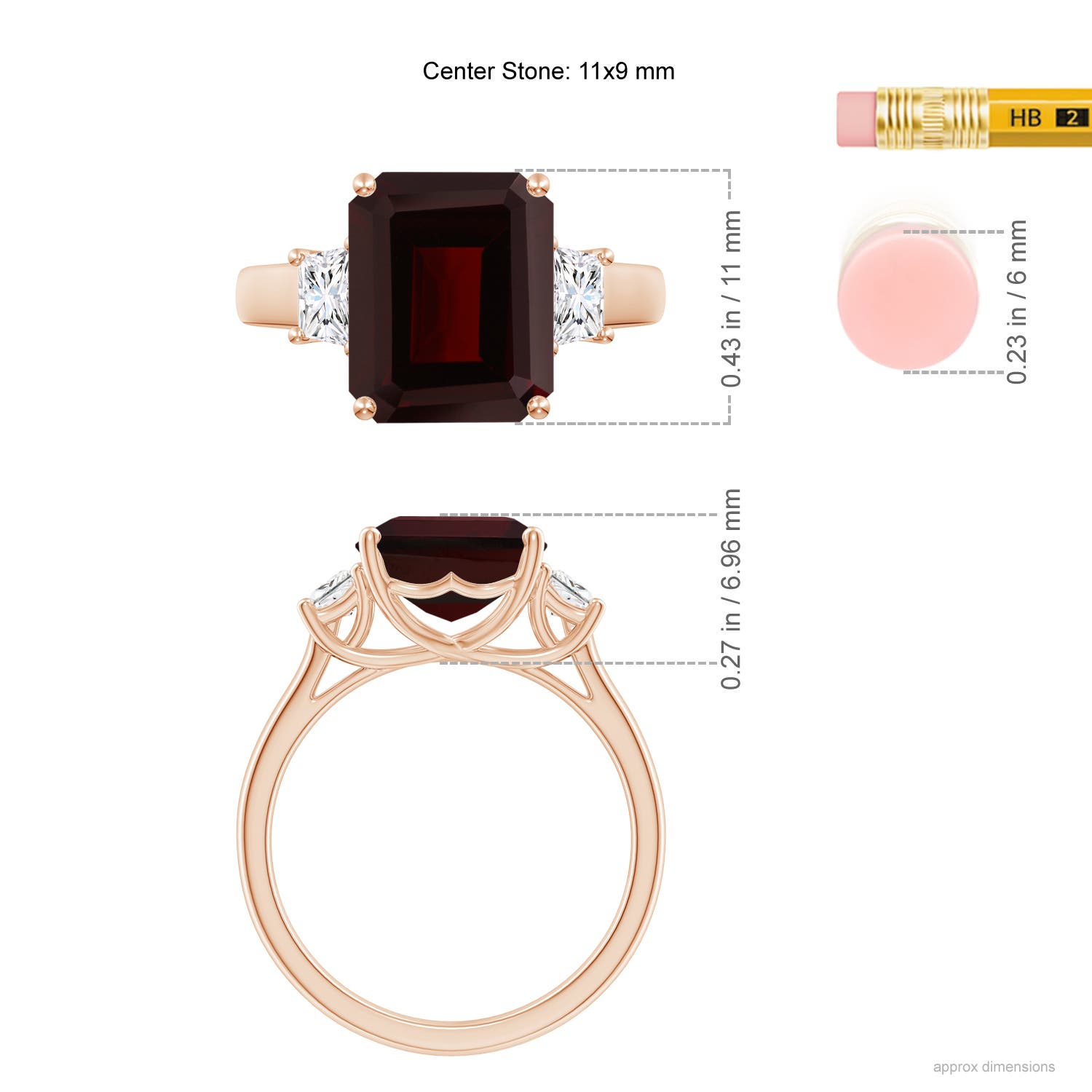 A - Garnet / 5.82 CT / 14 KT Rose Gold