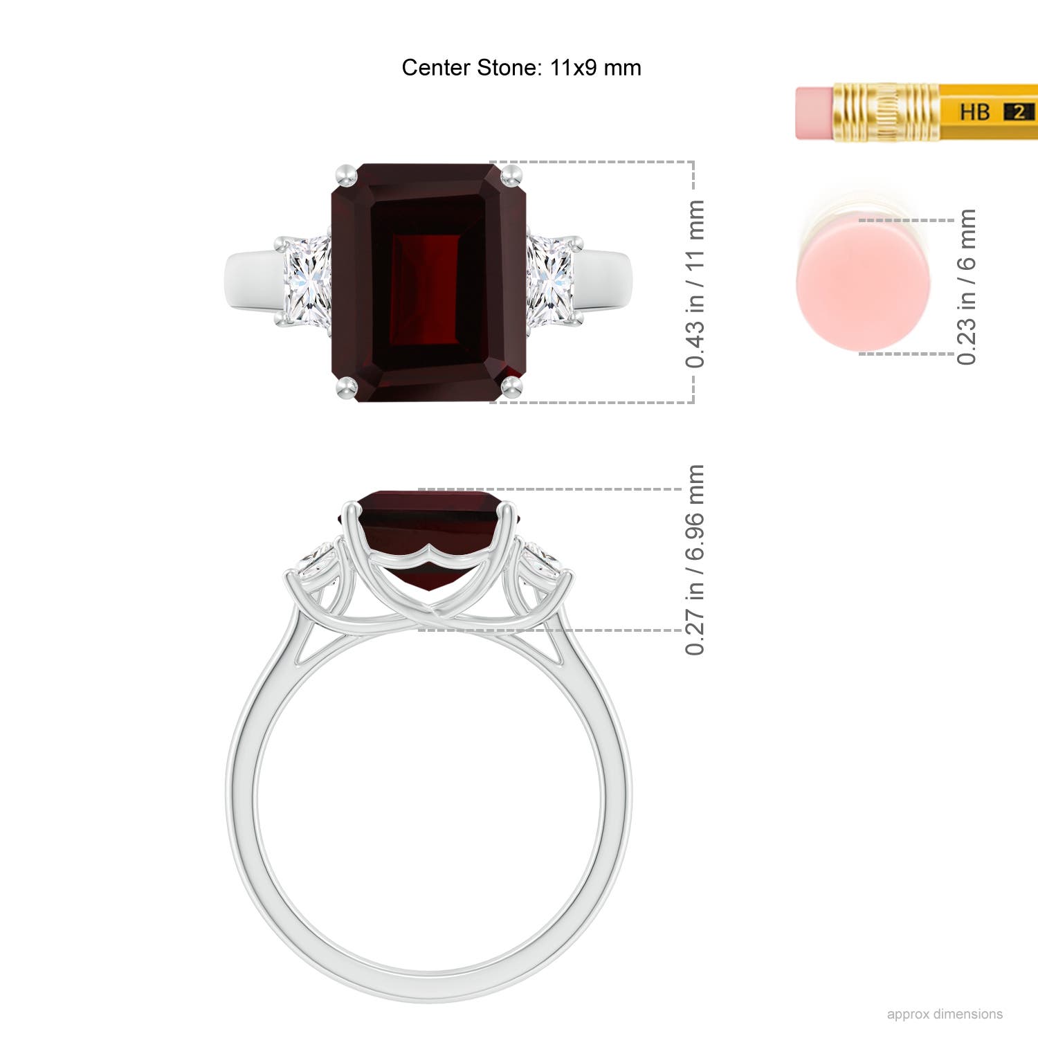 A - Garnet / 5.82 CT / 14 KT White Gold