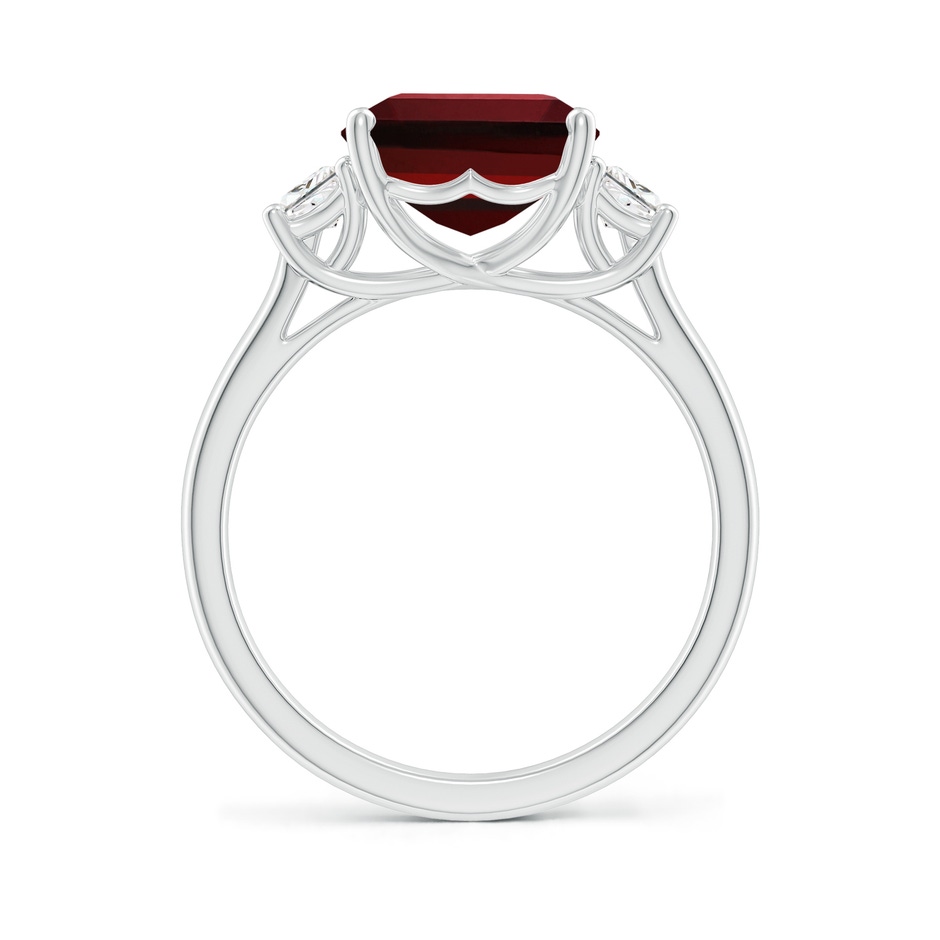 11x9mm AAAA Three Stone Emerald-Cut Garnet and Diamond Ring in P950 Platinum side 199