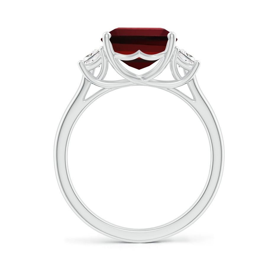 11x9mm AAAA Three Stone Emerald-Cut Garnet and Diamond Ring in White Gold product image