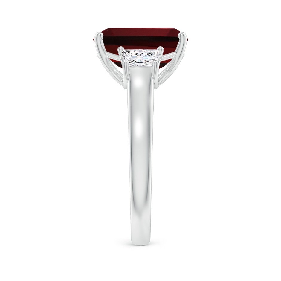 11x9mm AAAA Three Stone Emerald-Cut Garnet and Diamond Ring in White Gold Product Image