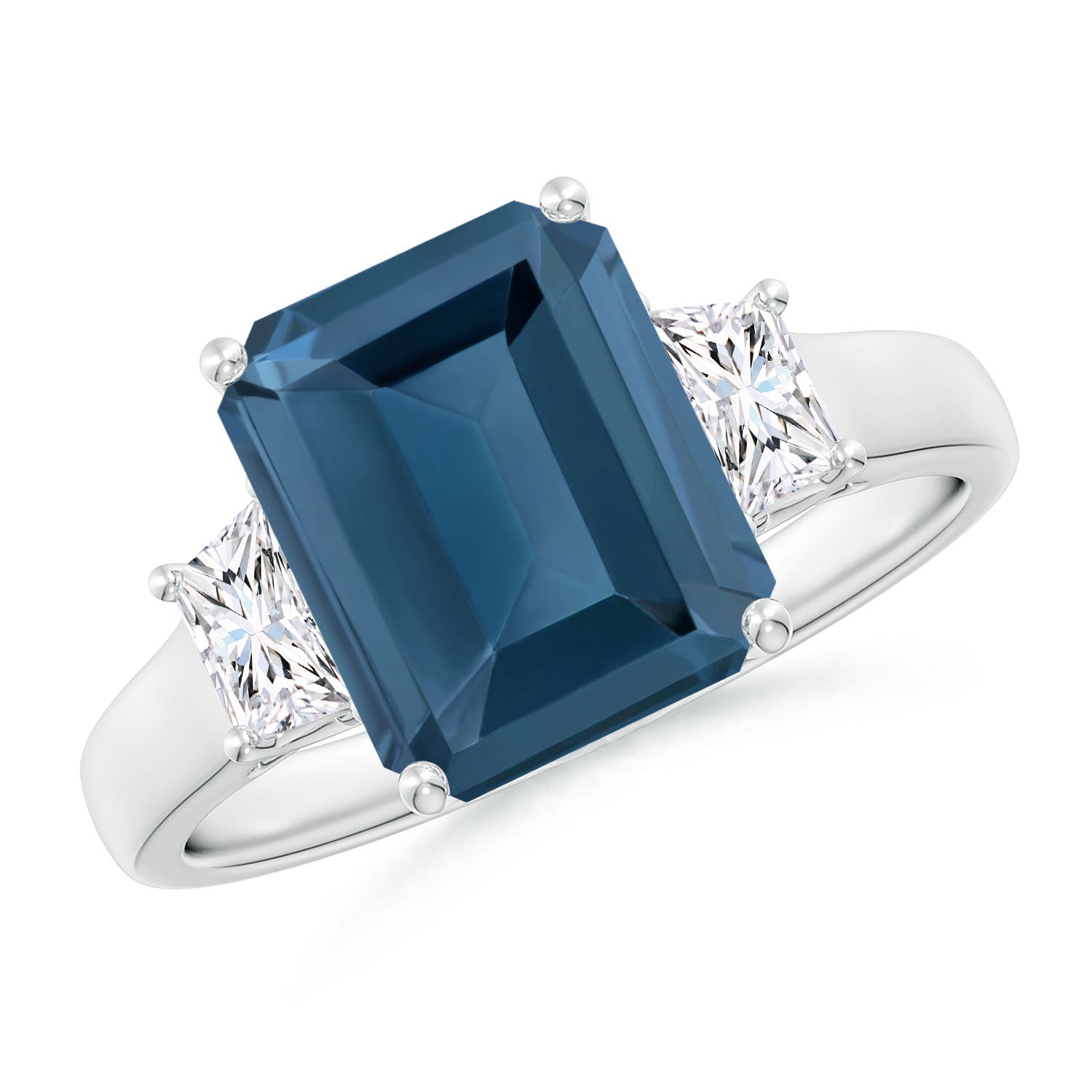 A - London Blue Topaz / 4.32 CT / 14 KT White Gold