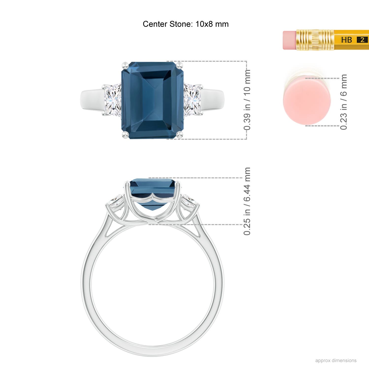 A - London Blue Topaz / 4.32 CT / 14 KT White Gold