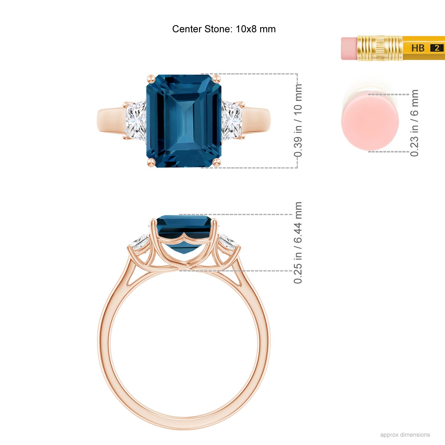 AAA - London Blue Topaz / 4.32 CT / 14 KT Rose Gold