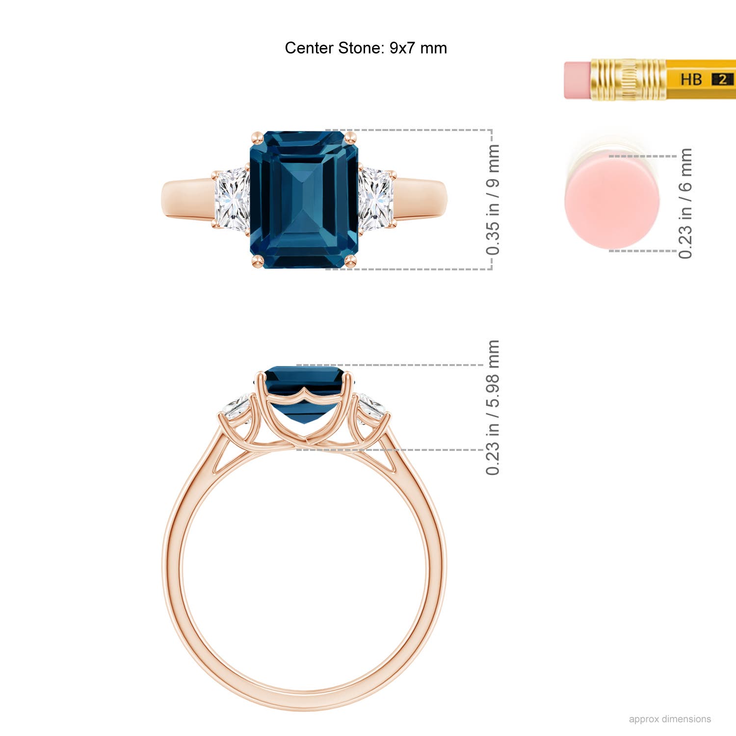 AAAA - London Blue Topaz / 3.07 CT / 14 KT Rose Gold