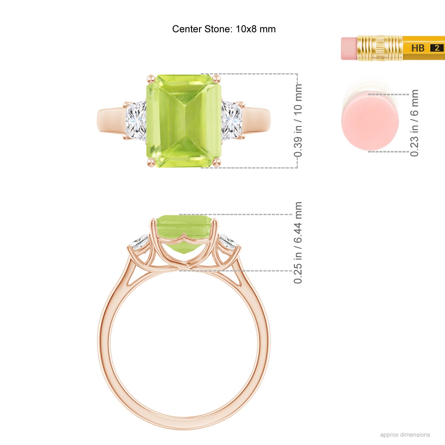 A - Peridot / 3.62 CT / 14 KT Rose Gold