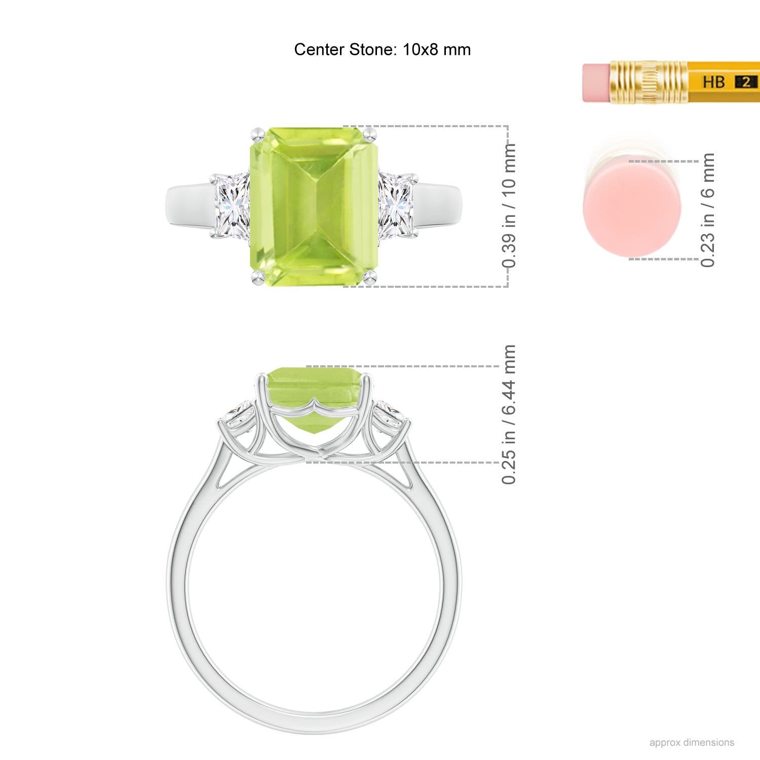 A - Peridot / 3.62 CT / 14 KT White Gold