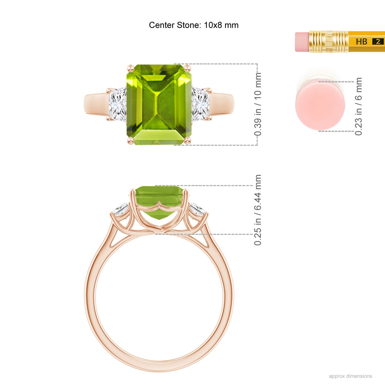 AAA - Peridot / 3.62 CT / 14 KT Rose Gold