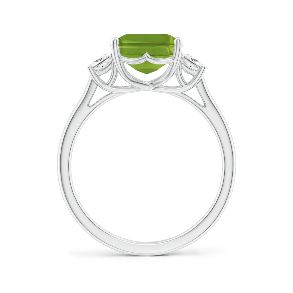 10x8mm AAAA Three Stone Emerald-Cut Peridot and Diamond Ring in P950 Platinum - side_1