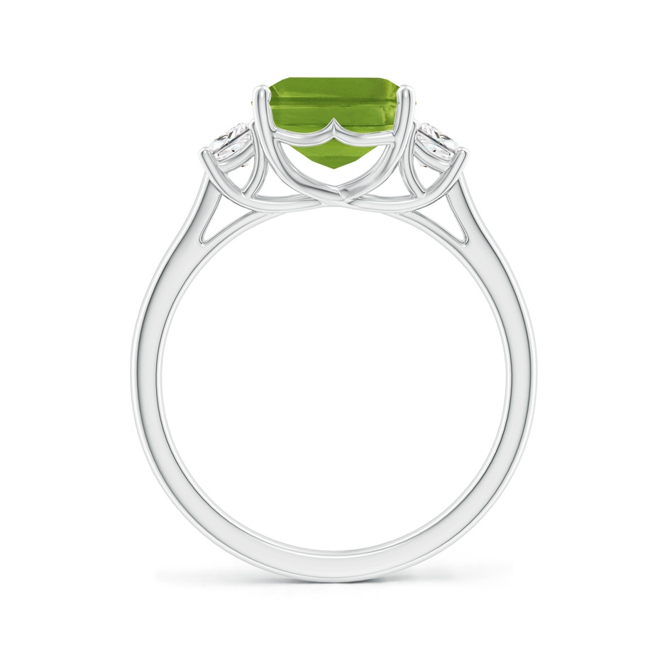 10x8mm AAAA Three Stone Emerald-Cut Peridot and Diamond Ring in P950 Platinum side-1