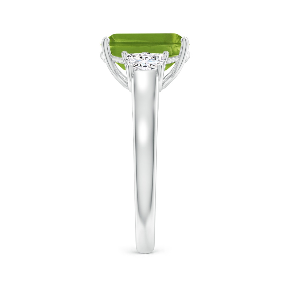 10x8mm AAAA Three Stone Emerald-Cut Peridot and Diamond Ring in P950 Platinum side-2