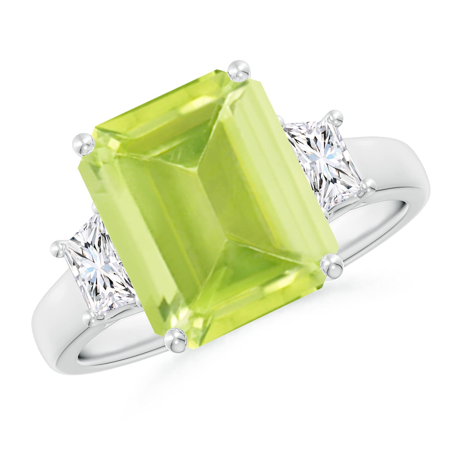 A - Peridot / 4.12 CT / 14 KT White Gold