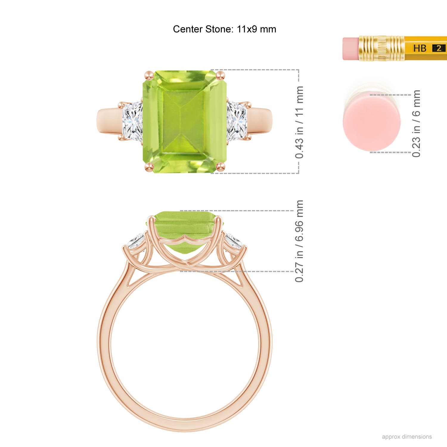 AA - Peridot / 4.12 CT / 14 KT Rose Gold