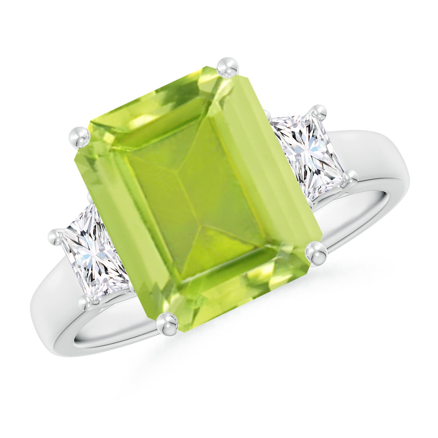 AA - Peridot / 4.12 CT / 14 KT White Gold