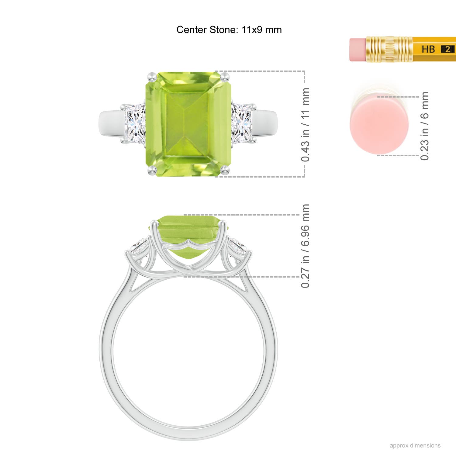 AA - Peridot / 4.12 CT / 14 KT White Gold