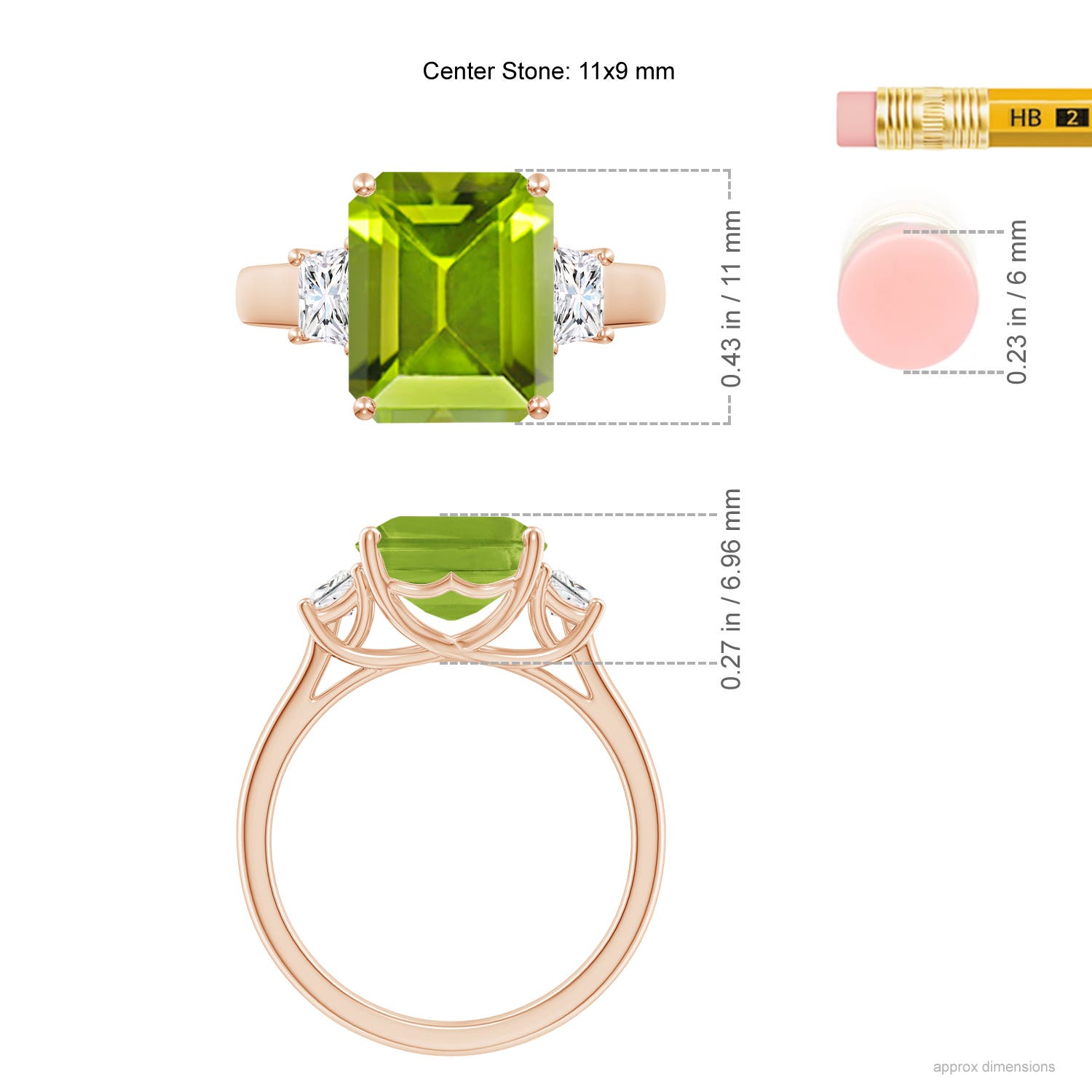 AAA - Peridot / 4.12 CT / 14 KT Rose Gold