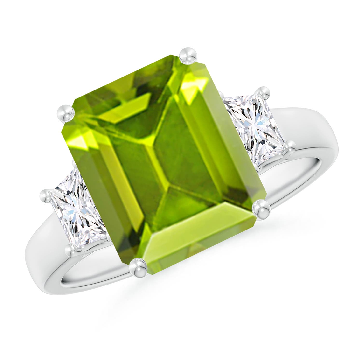 AAA - Peridot / 4.12 CT / 14 KT White Gold