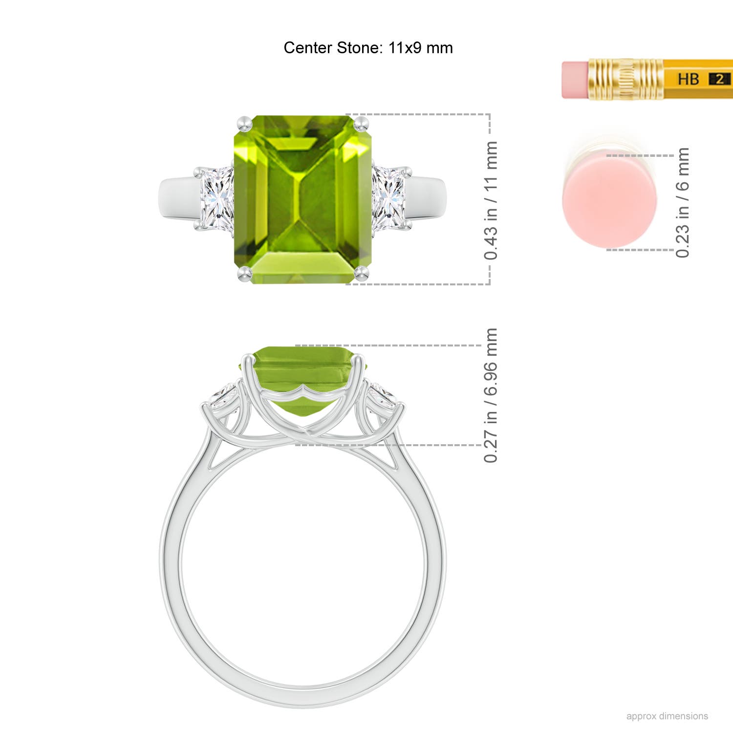 AAA - Peridot / 4.12 CT / 14 KT White Gold