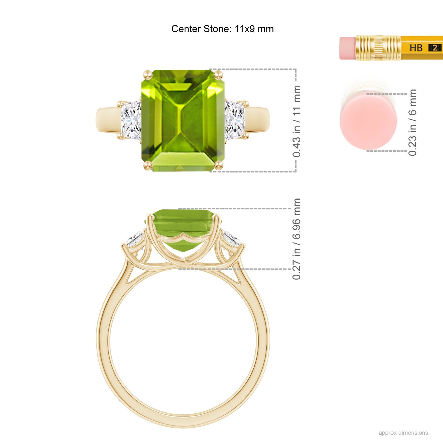 AAA - Peridot / 4.12 CT / 14 KT Yellow Gold