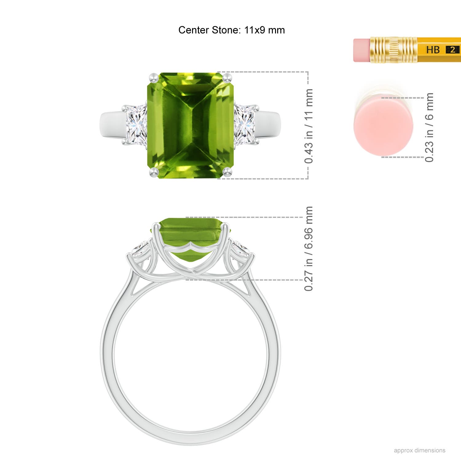 AAAA - Peridot / 4.12 CT / 14 KT White Gold