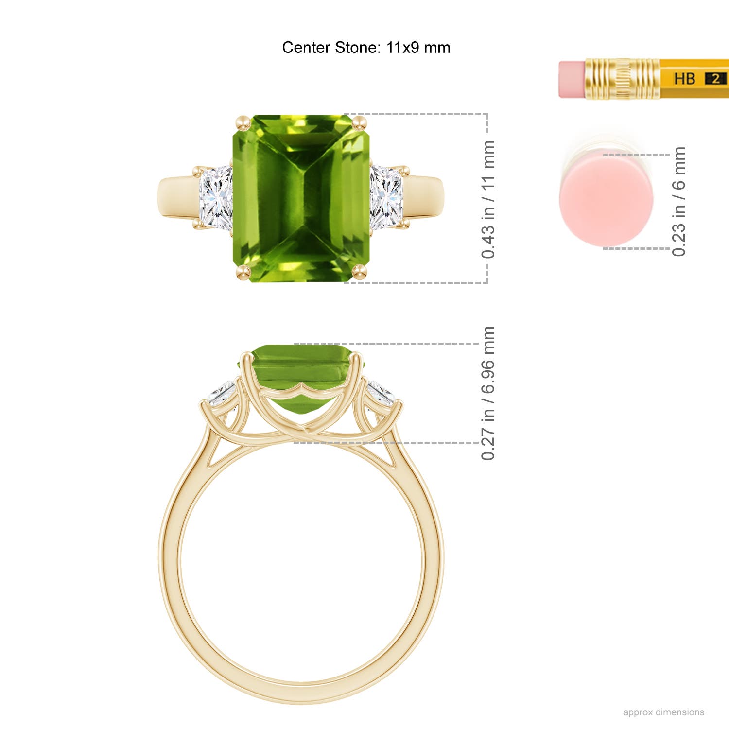 AAAA - Peridot / 4.12 CT / 14 KT Yellow Gold