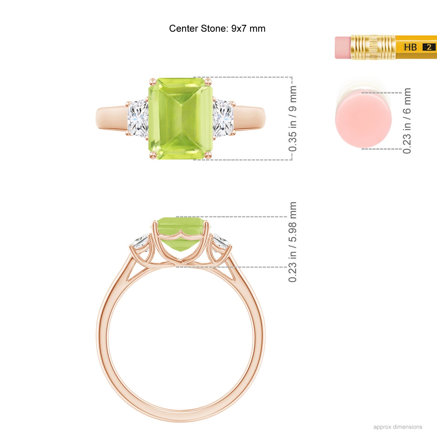 A - Peridot / 2.67 CT / 14 KT Rose Gold