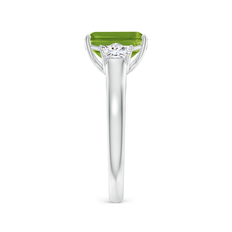9x7mm AAAA Three Stone Emerald-Cut Peridot and Diamond Ring in P950 Platinum side-2