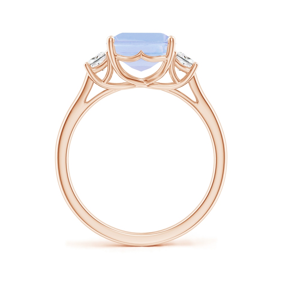 10x8mm A Three Stone Emerald-Cut Tanzanite and Diamond Ring in Rose Gold side-1