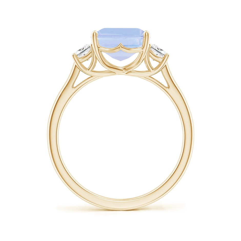 10x8mm A Three Stone Emerald-Cut Tanzanite and Diamond Ring in Yellow Gold side-1
