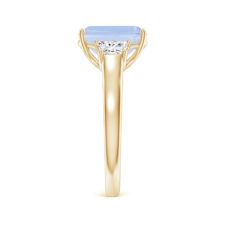 10x8mm A Three Stone Emerald-Cut Tanzanite and Diamond Ring in Yellow Gold side-2