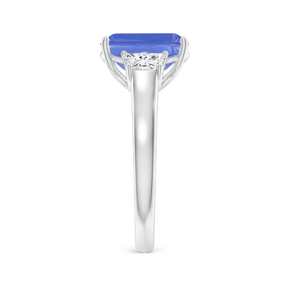 10x8mm AA Three Stone Emerald-Cut Tanzanite and Diamond Ring in White Gold side-2