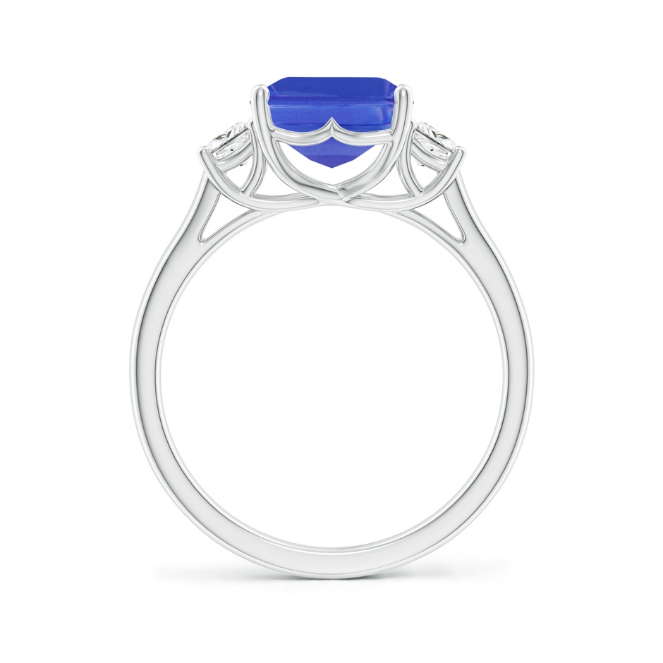 10x8mm AAA Three Stone Emerald-Cut Tanzanite and Diamond Ring in P950 Platinum side-1