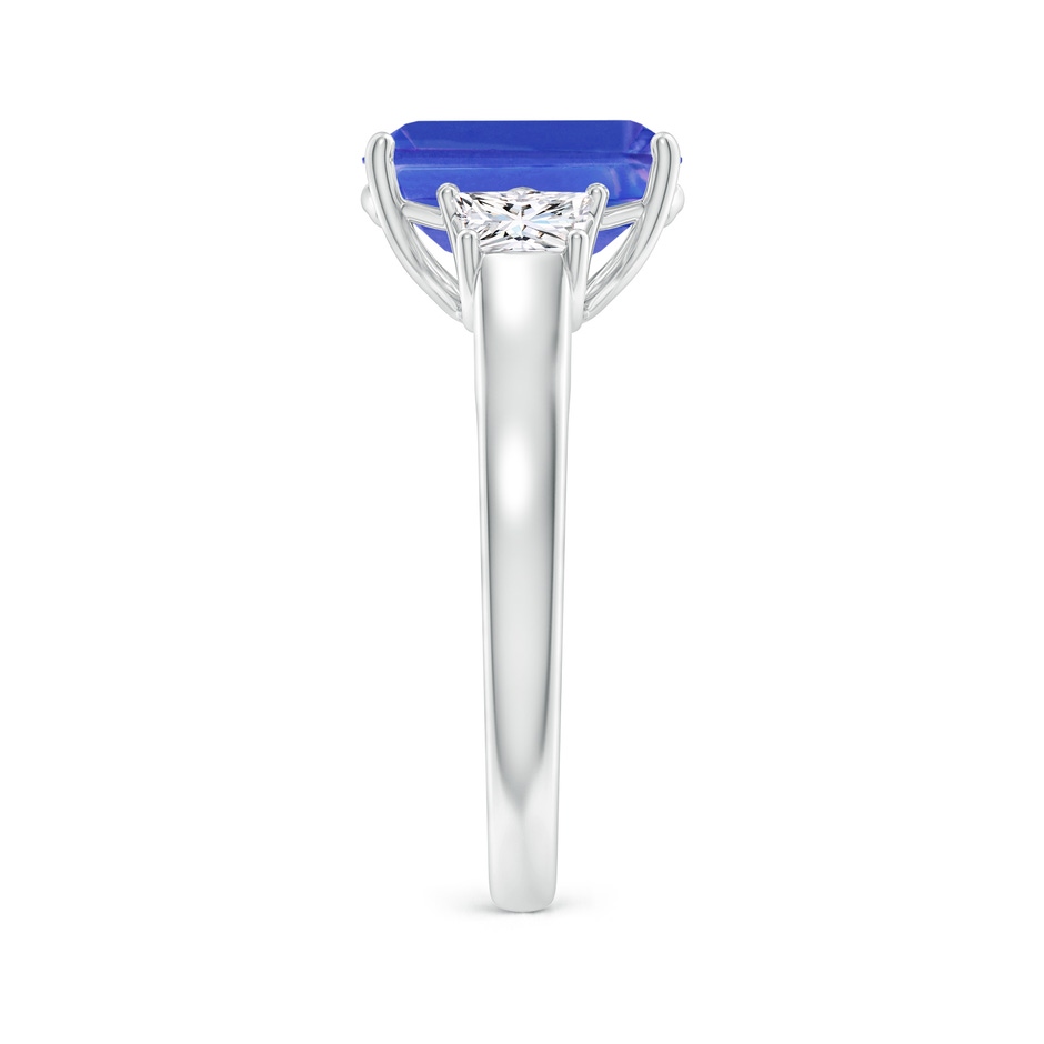 10x8mm AAA Three Stone Emerald-Cut Tanzanite and Diamond Ring in P950 Platinum side-2