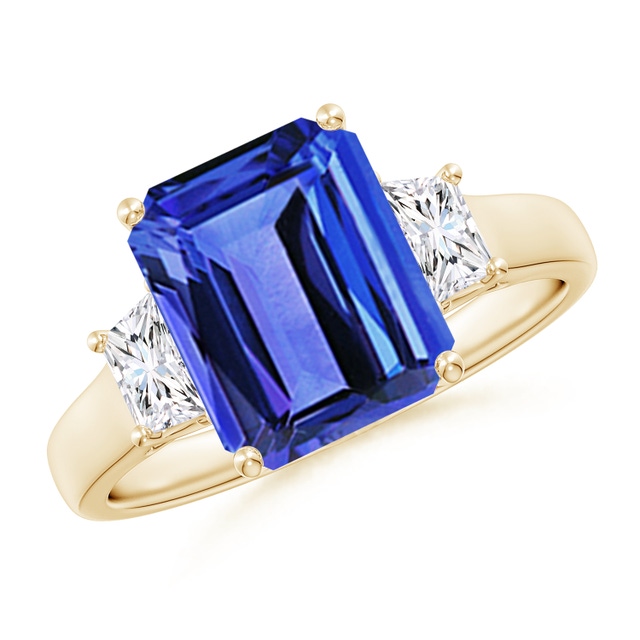 EmeraldCut Tanzanite Engagement Ring with Diamond Halo Angara
