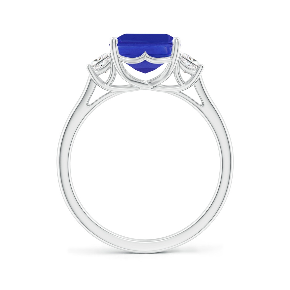 10x8mm AAAA Three Stone Emerald-Cut Tanzanite and Diamond Ring in White Gold side-1