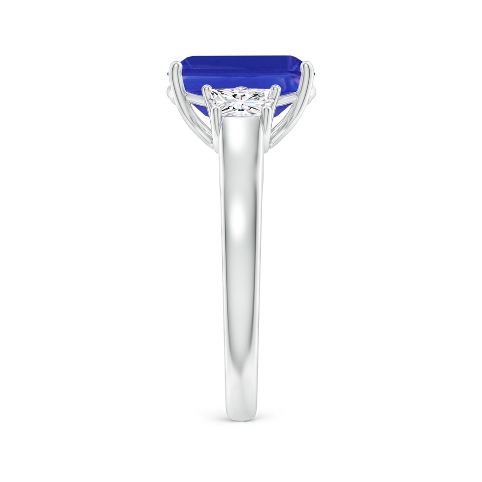 10x8mm AAAA Three Stone Emerald-Cut Tanzanite and Diamond Ring in White Gold side-2