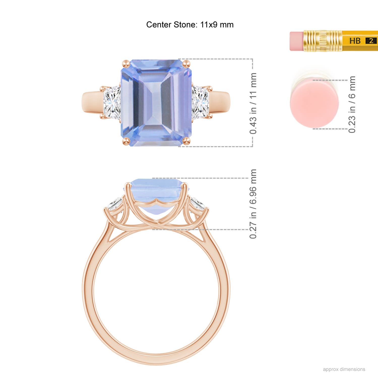 A - Tanzanite / 5.72 CT / 14 KT Rose Gold