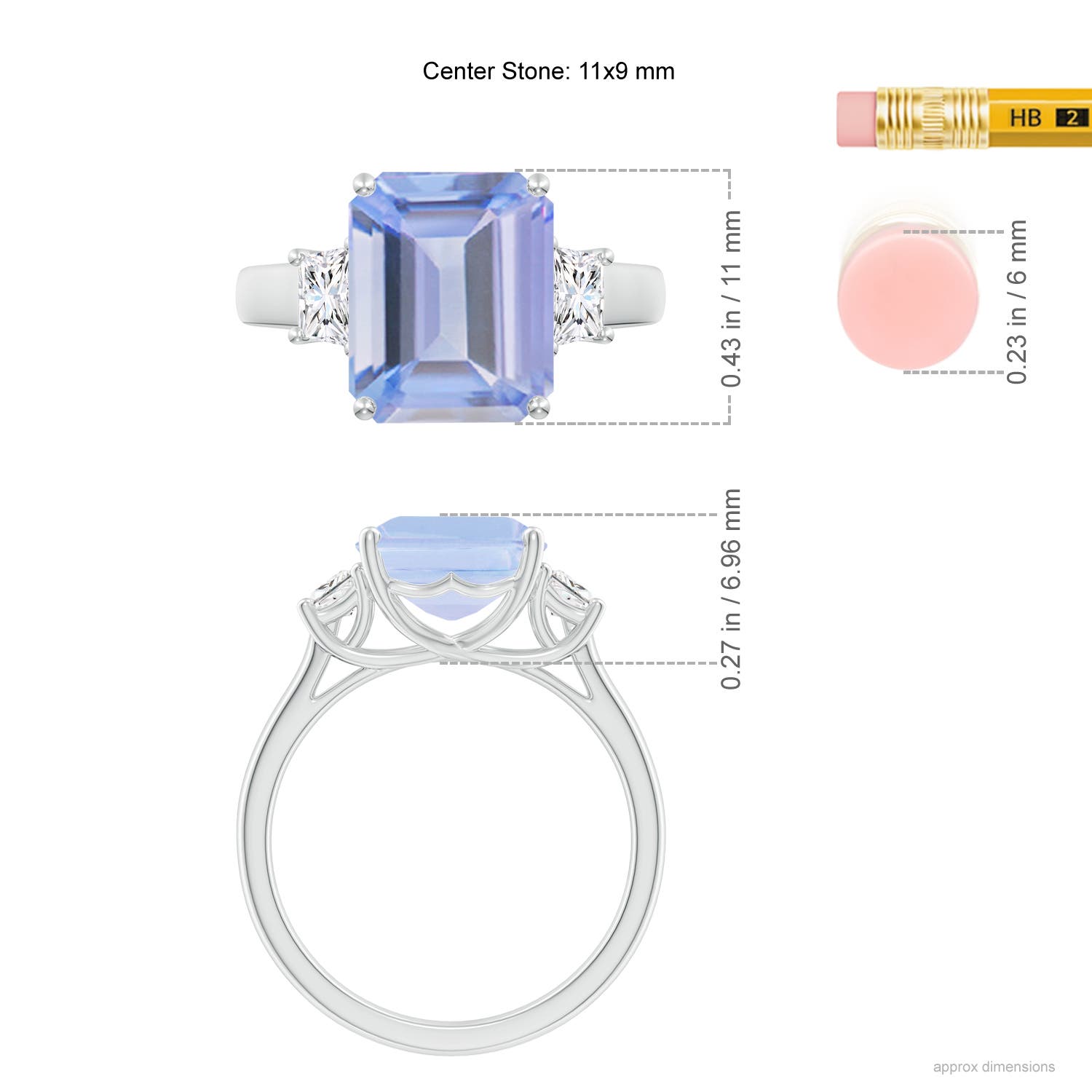 A - Tanzanite / 5.72 CT / 14 KT White Gold