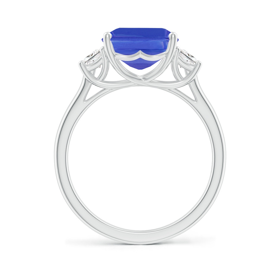 11x9mm AAA Three Stone Emerald-Cut Tanzanite and Diamond Ring in 9K White Gold side-1