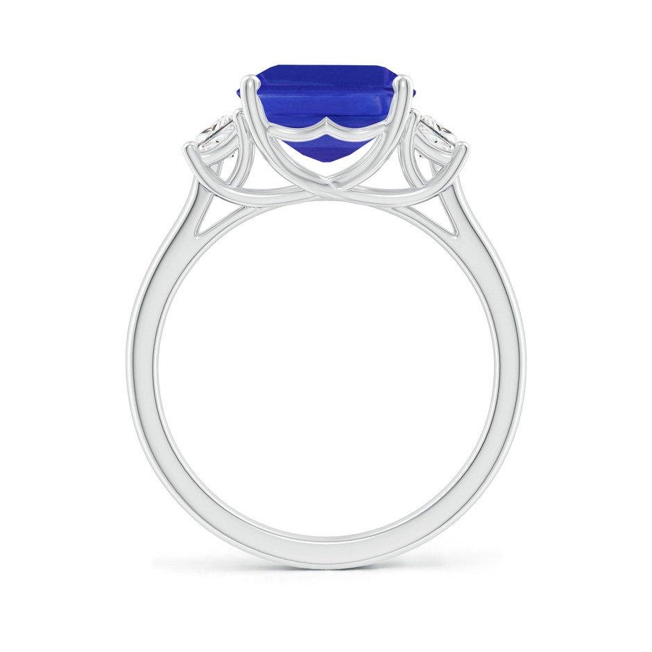 11x9mm AAAA Three Stone Emerald-Cut Tanzanite and Diamond Ring in P950 Platinum side-1
