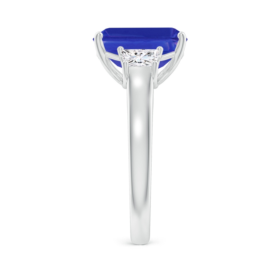 11x9mm AAAA Three Stone Emerald-Cut Tanzanite and Diamond Ring in P950 Platinum side-2