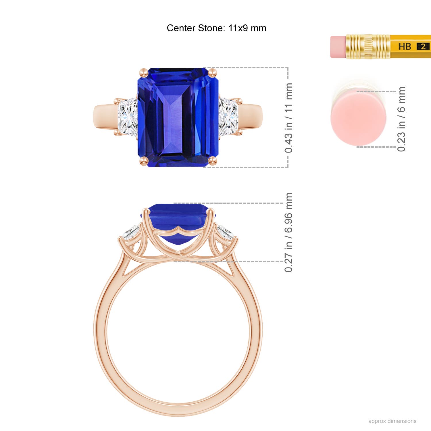 AAAA - Tanzanite / 5.72 CT / 14 KT Rose Gold