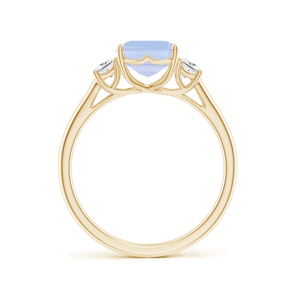 9x7mm A Three Stone Emerald-Cut Tanzanite and Diamond Ring in Yellow Gold side-1