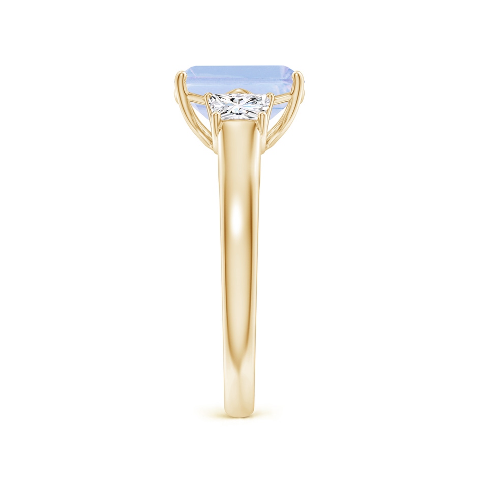 9x7mm A Three Stone Emerald-Cut Tanzanite and Diamond Ring in Yellow Gold side-2