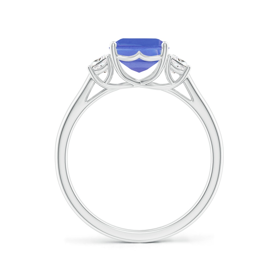 9x7mm AA Three Stone Emerald-Cut Tanzanite and Diamond Ring in P950 Platinum side-1