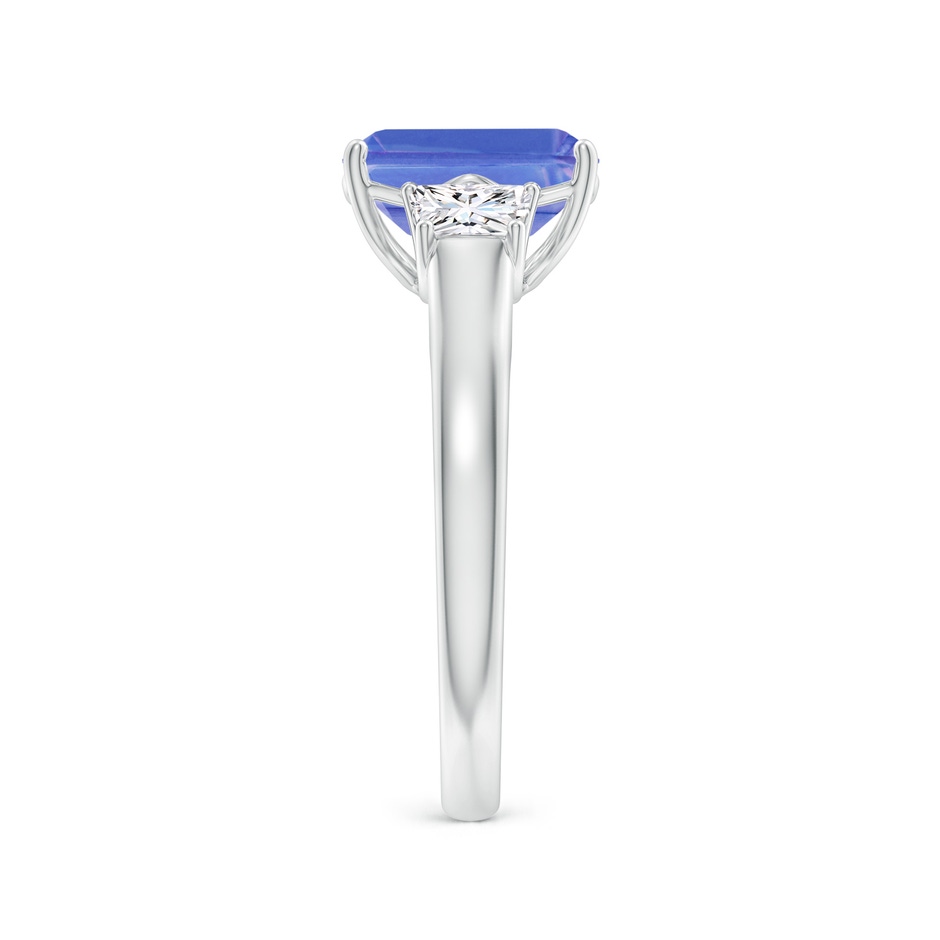 9x7mm AA Three Stone Emerald-Cut Tanzanite and Diamond Ring in P950 Platinum side-2