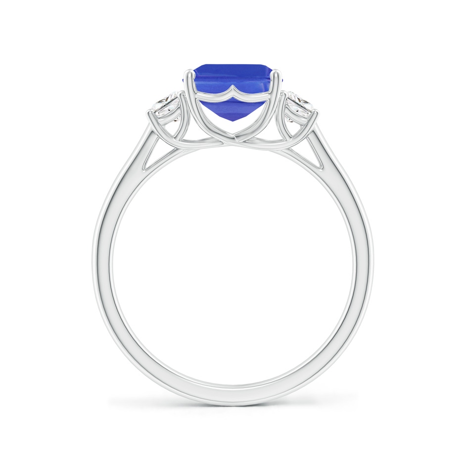 9x7mm AAA Three Stone Emerald-Cut Tanzanite and Diamond Ring in P950 Platinum side-1